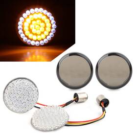 22shopde 223000385933 Smoke Front Turn Signal Led Light Panel For Harley Dyna Road Street Glide