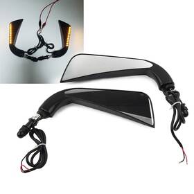 22shopde 423124357063 Motor Sickle Side Rearview Mirror Flowing Led Turn Signal Light Fit Harley Dyna