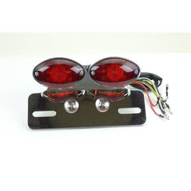 060-045 2fastmoto Taillight / Turn Signal Unit Chrome With License Holder - Red Lens
