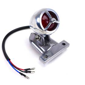 42-14250 2fastmoto Silver Bullet Tail/brake Light 12 Volt Led With License Holder Retro