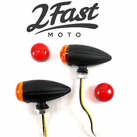 61-73192 2fastmoto Metal Turn Signals Matte Black Buffalo Style Led Bullet For Motorcycles