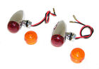 31-6590 Raider Chrome Bullet Lights Smooth Housing Motorcycle Amber Red Lens