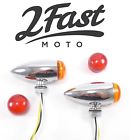 61-73190l Chrome Bullet Led Metal Turn Signal Dual Filament Bobber Red