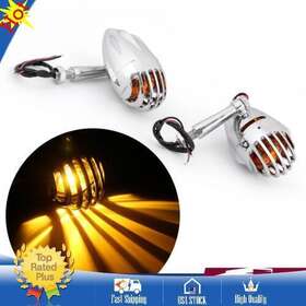Ts-117-chrome Areyourshop 2pcs Motorcycle Turn Signals Grill Bullet Amber Indicator Lights Lamp Chrome #5