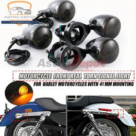 Astradepot 934666118840 Smoke Lens Front And Rear Led Bullet Turn Signal Lights 41mm Fork Clamp For Harley