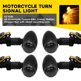 Mtc-2505 Auxito 4x Front&rear Black Amber Turn Motorcycle Signal Blinker Lights For Honda Harley