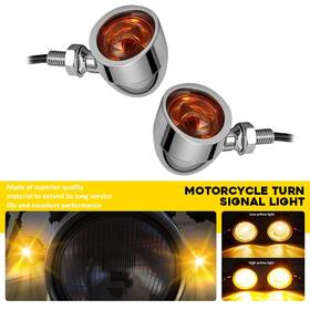 Mtc-zxd-2601 Auxito Pair Motorcycle Chrome Bullet Turn Signal Indicator Amber Blinker Running Light