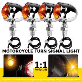 Mtc-zxd-2602hk Auxito 4pcs Led Turn Signal Indicator Amber Light Blinker Chrome Housing Motorcycle 12v