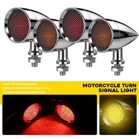 Mtc-zxd-2603-2r2y Auxito 4pcs Chrome Turn Signal Amber&red Light Blinker Front Rear M10 -lens Replaceable