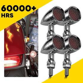 Mtc-zxd-2603-4r Auxito M10 Chrome Led Turn Signal Indicator Blinker Red Light 4pcs - Lens Replaceable