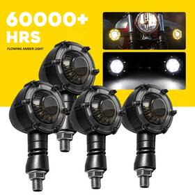 Mtc-zxd-2606 Auxito 4pcs Smoke Amber/white Motorcycle Led Turn Signal Running Light Universal 10mm