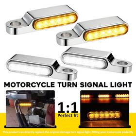 Mtc-zxd-2607 Auxito 4pcs M8 12v Led Turn Signal Mini Motorcycle Blinker Smoke Lens Chrome Fit Harley