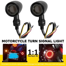 Mtc-zxd-2609b Auxito Motorcycle Amber&red Lamp Black Bullet Turn Signal Indicator Blinker Light Pair