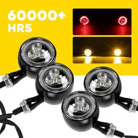 Mtc-zxd-2610b Auxito Universal Amber Red Brake Led Drl Turn Signal Running Light Blinker Black 4pcs