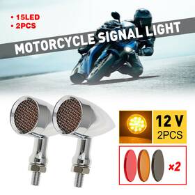 Mtc-zxd-807-c Auxito 2x Len Smoke Chrome Amber Motorcycle Led Turn Signal Brake Blinker Light Bullets
