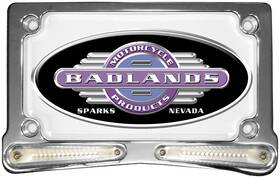 609923-amber Badlands M/c Products Amber Led Turn Signal Chrome License Plate 4 X 7 Whiskers Usa Harley