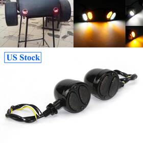 Us-tsl-515-bkwt Bluebunnybike Bullet Led Turn Signal Light Running Lamp For Harley Dyna Sportster Xl1200 883