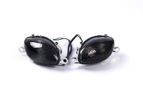 S-fts-008-bl-chk-s Bright2wheels Front Turn Signals For Suzuki 99-07 Gsx-r1300 With Bulbs Checkered Lens