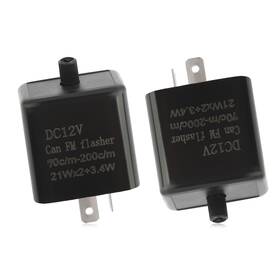 Qi-2504 Carleef 2pcs 12v Led Flasher Relay 2 Pin Adjustable Turn 1.36 1.12 2.12 Inch Black