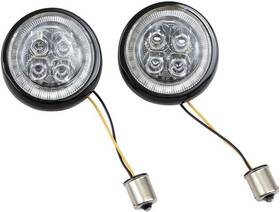 45520 Ciro Fang Inserts For Deuce/bullet Turn Signals 1156 Led Black Amber Front