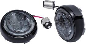 45621 Ciro Fang Turn Signal Inserts With Bezel Rear Black Smoke Lens #45621