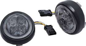 45623 Ciro Black/smoke Led Lighted Fang Front Signal Light Inserts With Bezel