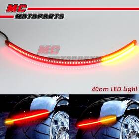 Clcrttlst40rdrdywcc003 Createmotor Red 40cm Flexible Led Strip Lights For Signal Tail Brake Fits Kawasaki Bmw