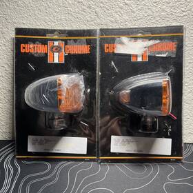 31-585 Custom Chrome Lot Of 2 Baron Marker Light Amber Lens Dual Element #31-585 Nip