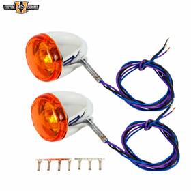 680025 Custom Chrome Deuce Style Amber Lens Turn Signals 12v Fit For Harley-davidson 1977-2007