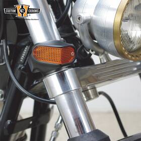 688019 Custom Chrome Black Front Side View Marker Lights Turn Signal Fits For Harley 35 39 49mm Fork