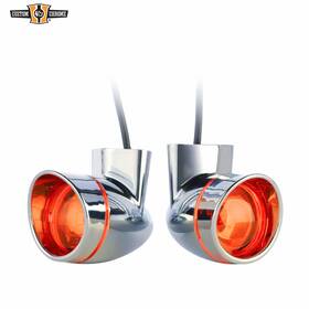 688032 Custom Chrome Visored Bullet Turn Signal Red Lens Fits For Harley Touring Softail 86-07