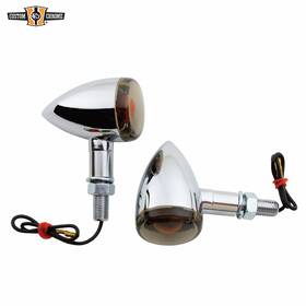 688039 Custom Chrome Turn Signal Mini Bullet Marker Light Smoked Lens 12v Pair Fit For Harley