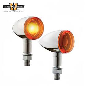 688040 Custom Chrome Turn Signals Mini Bullet Marker Light Amber Lens 12v Pair Fit For Harley