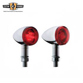 688042 Custom Chrome Turn Signal Led Tail Mini Bullet Marker Light Red Lens 12v Fit For Harley