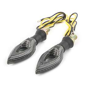 Dictorcoltd 310002190655 Universal Amber Led Turn Signal Lights Indicator Blinker Carbon Fiber Style L R