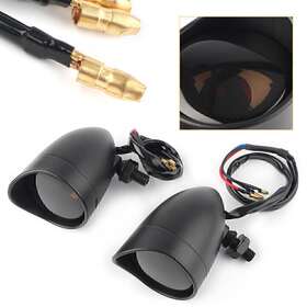 Dictorcoltd 310002403670 2 Pcs Motorcycle Red Turn Signal Light Indicator For Harley Cafe Racer Custom