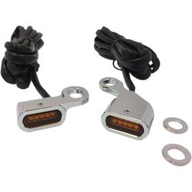 187081 Drag Specialties Ds Led Handlebar Marker Lights Chrome Amber Lens Harley Softail/dyna/sportster