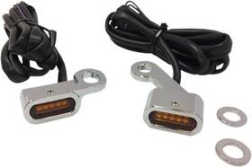 187085 Drag Specialties Ds Led Handlebar Marker Lights Chrome Amber Lens Harley-davidson Xl 04-22