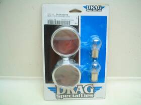 2020-0398 Drag Specialties Rear Bullet Style Turn Signal Red Lens With Visor Bezels Harley Models