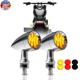Dreamizer Dasusxjljll038 2pcs Chrome Bullet 15 Leds Motorcycle Turn Signal Lights Front And Rear Indicato