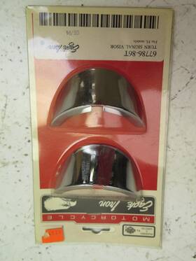 67786-86 Eagle Iron New Nos 1986-up Harley-davidson Chrome Turn Signal Visor Set