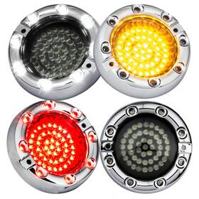 8748ts-hc-4-1156r-flat Eagle Lights 3.25 Inch Front And Rear Led Turn Signal Kit Chrome Trim Harley-davidson