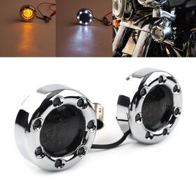 Earthoee 331234273565 1157 Chrome Fire Ring Amber Led Turn Signal Lights For Harley Housings