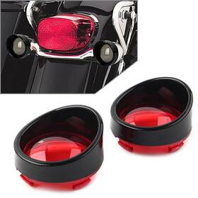 Earthoee 550727722667 2x Turn Signal Light Lens Cover Red Bezels Visor Fit Harley Davidson Softail