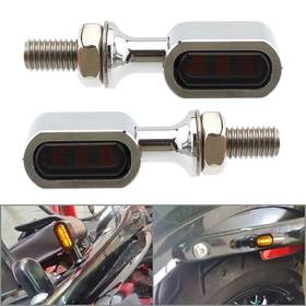 Earthoee 550744938577 Mini Led Rear Turn Signals Light Run Indicator Lamp For Harley Chrome Smoke Lens