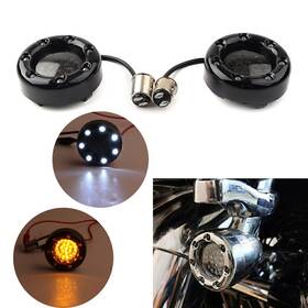 Earthoee 550756720801 Fit Harley Softail Dyna Led Black Fire Ring Turn Signals Lights Bulbs Lamps