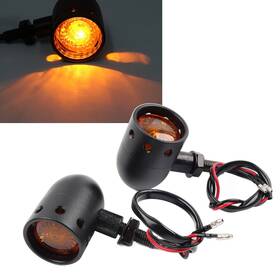 Efmotorshop 550734495554 2x Black Retro Motor Turn Signals Amber Indicator Lights Universal