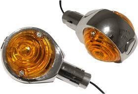 60-14550 Emgo Euro Bar End Lights 7/8 Inch Bars Amber Single Filament