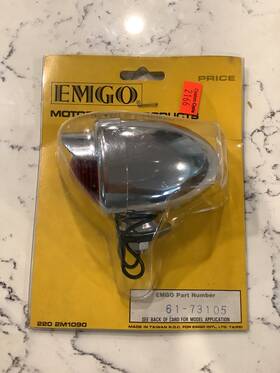 61-73105 Emgo Motorcycle Products Bullet Light Red Chrome Housing