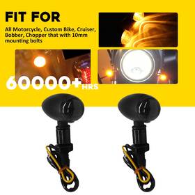 2505yx Greatautopartsauxi 2x Universal Motorcycle Black Bullet Blinker Turn Signal Indicator Amber Lights